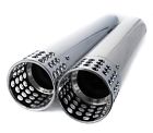 0567 American Classic Motors Chrome Mufflers Swiss Cheese Exhaust Pipes Harley