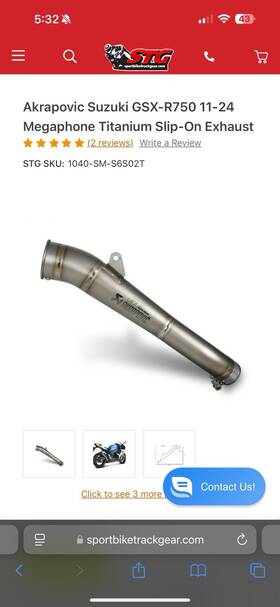 Sm-s6so2t Akrapovic Slip-on Megaphone Muffler Gp Style For 2011-2017 Suzuki Gsxr 600 750