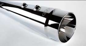 Flh002-7c Cary Faas Racing Cfr 4.5 Inch Chrome Single Fluted Megaphone Tapered Mufflers 17-21 Harley