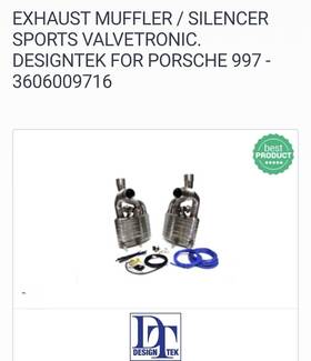 3606009716 Design Tek Porsche 911 997 Carrera 2005-2009 Sports Exhaust Valved Silencers Mufflers