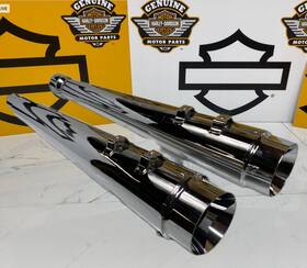 47168 Dna Cfr Rep 17-26 Harley Touring 4 Inch In Chrome Megaphone Style Slip-on Mufflers Hd
