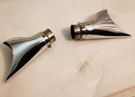 1802-0012 Drag Specialties Fishtail Chrome End Caps Tips For Mufflers On Harley