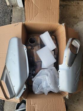 57414703a Ducati Stock Oem Exhaust Muffler With Heat Shields And Servo Cables 18-23 Panigale V4