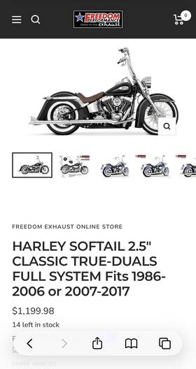 Hd00202 Freedom Performance True Duals Full Exhaust System Shark Tails 33 S Like New