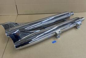 56579-97 Harley-davidson Oem Heritage Springer Softail Fishtail Mufflers Chrome