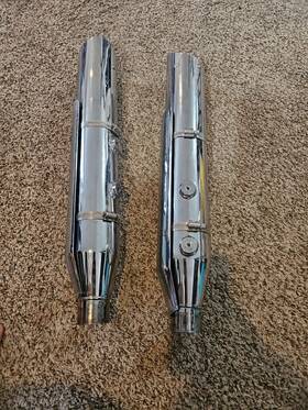 64735-08 Harley-davidson Pair Chrome Slip-on Slash Muffler Exhaust Softail 08