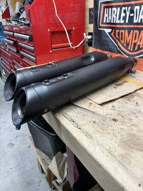 64900553b Harley Davidson Screamin Eagle Street Cannon Slip-on Mufflers Two-piece 4.5 Inch End Caps Touring