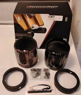 65100096 Harley-davidson Screaminft Eagle 4.5 Inch Defiance Gloss Black Muffler End Caps Tour