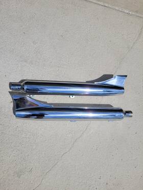 65366-97 Harley-davidson Oem Fishtail Mufflers Springer Flsts
