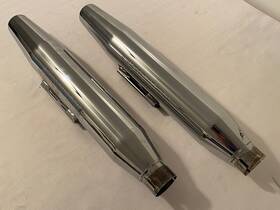 65844-95a Harley-davidson 2 Fxd Chrome Exhaust Mufflers And 65747-94
