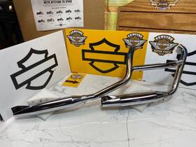 65898-95 Harley-davidson 65855-99 47289 Oem 80-99 Evo Deluxe Fatboy Softail Fishtail Mufflers Exhaust Header Head Pipes