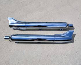 65985-97 Harley-davidson Oem Fishtail Mufflers Springer Chrome