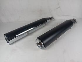 67801332 Harley-davidson Softail Lh/rh Slip-on Exhausts Mufflers With Black Heat Shields
