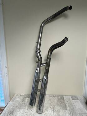 80223-02f Harley-davidson Screaminft Eagle Pro Ii Staggered Shorty Duals Slash Out Mufflers And Header Pipe