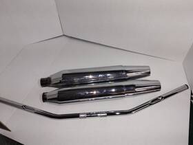 80410-01 Harley-davidson 2002 Softail Exhaust Mufflers And Stock Chrome Handbars Bundle