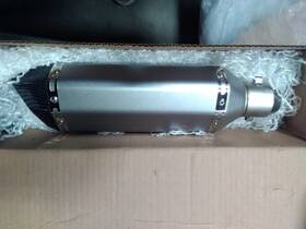 10010407 Istunt Used Universal Motorcycle Exhaust Muffler Pipe Slip On Silver 370mm 38 51mm