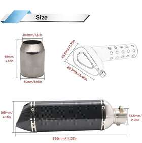 Em-3851 Leimo Kparts Motorcycle Slip On Exhaust Muffler 1.5-2 Inch Carbon Fiber Unversal