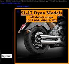 Rcx217c-sc Rc Components Rcx Harley Davidson 91-17 Dyna 3.0 Inch Black Mufflers Slip Ons Slash Cut