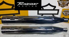 500-0162 Rinehart 47691 Harley 95-16 Touring 4 Inch Dbx40 Exhaust Mufflers With Chrome End Caps