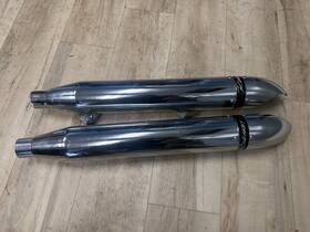 R5-0340c Rinehart Harley Softail Springer Flsts Left And Right Chrome Eagle Beak Mufflers