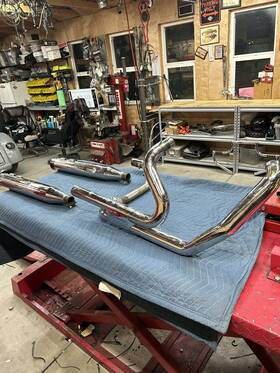 100-1430 Rinehart Racing Harley Slimline Duals System W Slip-on Mufflers 2009-2016 Touring