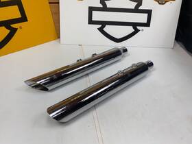 16404-200 Rush 44195 Harley 05-06 Softail Deluxe 3 1/2 Inch Slip On Mufflers Slash Cut Baloney