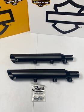 18611-175 Rush 04-13 Harley Sportster Xl 883 1200 3 Inch Slip On Mufflers Slash Down Cut
