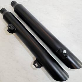 28605-200 Rush Racing 3 Inch Slip On Muffler Black Slash Down Cut For Harley Fxdf 08-17 Fxdwg 10-17