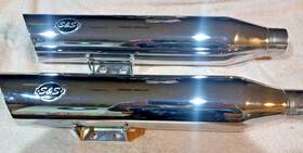 550-0756b S&s Harley Softail Dual Slash-cut Slip-on Chrome Mufflers