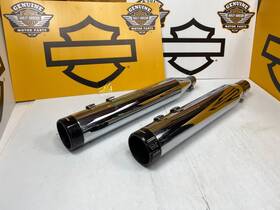 1801-1139 S&s Cycle 44676 17-24 Harley Touring Chrome Werks 4.5 Inch Mufflers And Black Endcaps