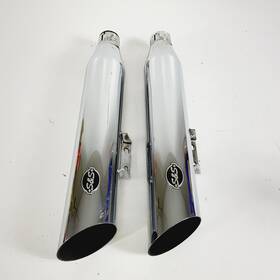 1801-1475 S&s Cycle Chrome Slash Cut Slip-on Exhaust Mufflers 2018-2023 Harley Softail Flfb