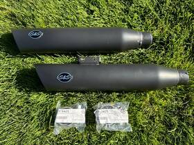 550-0735 S&s Cycle Black Body Slash Cut Slip-on Mufflers 18-21 Harley Softail M8 L K