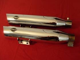550-0756a S&s Cycle 2018 Harley Softail M8 Chrome Slash Cut Slip-on Mufflers