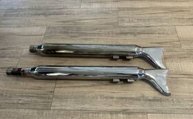 M-119 Samson 32 Inch True Dual Silver Bullet Mufflers For Softail Harleys 95-up