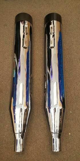 Hdmf-401718cb Sharkroad Chrome 4 Inch Slip On Mufflers Exhaust Pipe For Harley 2017-2022