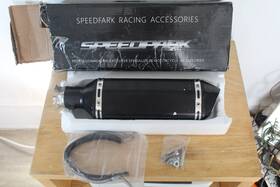 Em166 Speedpark Motorcycle Black Exhaust Muffler 1.5-2 Inch Inlet For 38-51mm Pipes