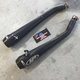 Su8322 Suzuki 08-20 Hayabusa M4 Slipon Exhaust Black Retro Drag Pipes