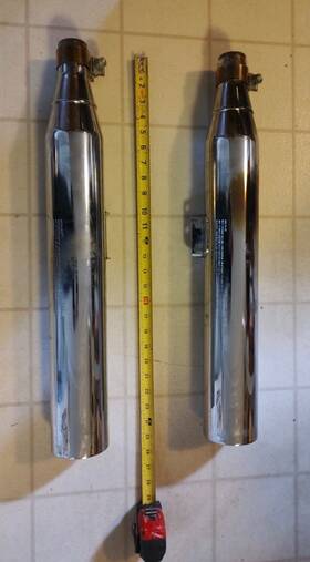 131-1291 Tab Performance 3.5 Inch Short Slip-on Mufflers Chrome Straight Cut Zombie