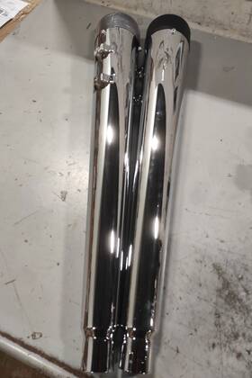 Em-hd001-001-chr-sd-0806 Tarazon For Harley Electra Glide 95-16 4 Inch Megaphone Slip-on Pipes Exhaust Mufflers Used