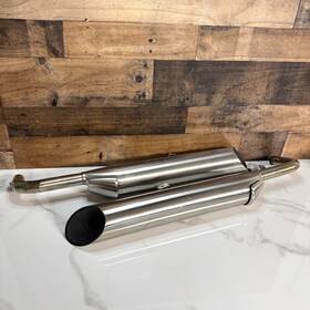 2206103 Triumph 17-22 Bonneville Bobber Left Right Exhaust Cans Mufflers Pipes Brushed