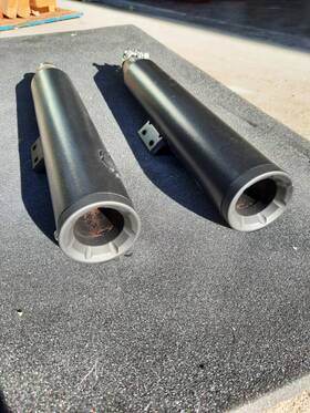 46312 Vance & Hines And Black Eliminator 300 Exhaust Slip On Mufflers Harley Softail 18