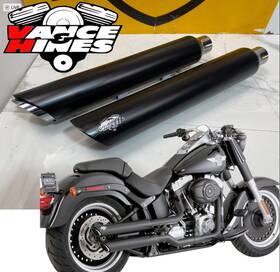 46989 Vance & Hines 07-17 Fat Boy And Softail 3 Inch Twin Slash Slip-on Pcx Mufflers Black