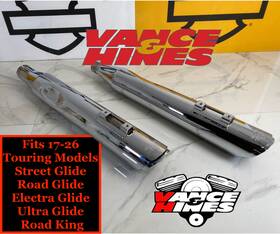 48520 Vance & Hines 4 Inch And 17-26 M8 Touring Twin Slash Rounds Slip On Mufflers Exhaust