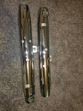 4xy1294 Yamaha 4xy-1 4xy-2 Oem Chrome Mufflers - Exact Fitment Unknown Pair And