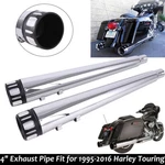 Dna Chrome 4" Megaphone Tapered Slip-on Mufflers For Harley Touring Flh/t 95-16. Fixed Price $152.95.