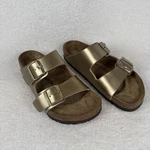 Birkenstock Two Strap Slip-on Sandals Size: Us L7 5 Metallic Gold Brown Sole. Fixed Price $38.95.