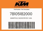Ktm Genuine Mainfold, Silencer Exc Usa - 78105182000. Fixed Price $758.74.