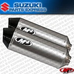 1998 - 2000 Suzuki M4 Dual Titanium Bolt On Mufflers Exhaust. Fixed Price $954.00.