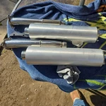 2002 Suzuki Hayabusa GSX1300R Exhaust Mufflers Silencer Cans. Fixed Price $150.00.