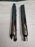 New Rush Chrome Performance Slip On Mufflers 2" Baffle Part# 16404-200. Fixed Price $199.99.